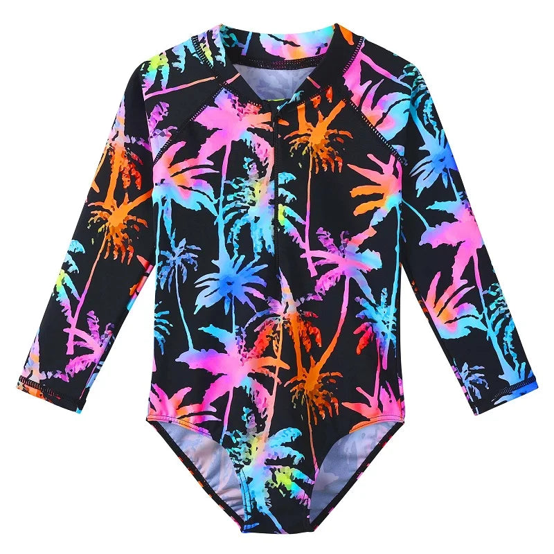 BAOHULU Print Girls Swimwear Long Sleeve One Piece Children's Swimsuit UPF 50+ Surfing Suit Kids Summer Bathing Suit 7